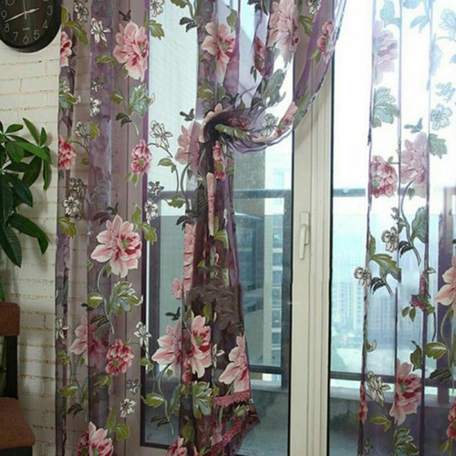 Floral tulle voile door - floral,
