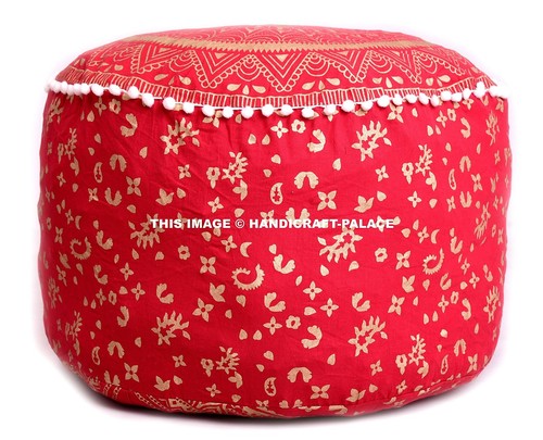 Pouf ottoman mandala rouge - pouf,