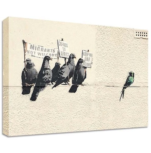 Banksy immigration toile grand - banksy,