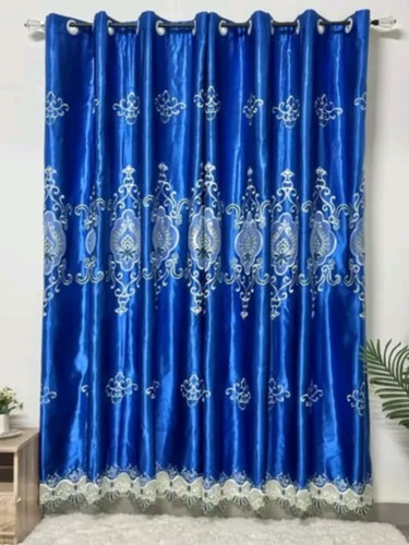Rideaux satin brodé - rideaux, bleu