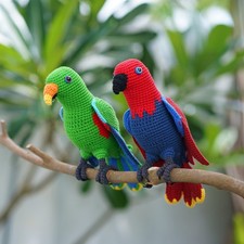Handmade Crochet Eclectus Parrot - Finished Eclectus Parrot Amigurumi Bird