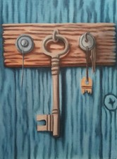 Painting, keys, oil on canvas