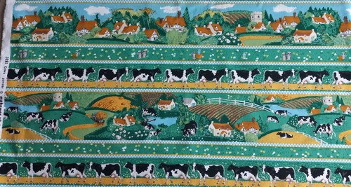Coupon tissu patchwork vache - tissu,