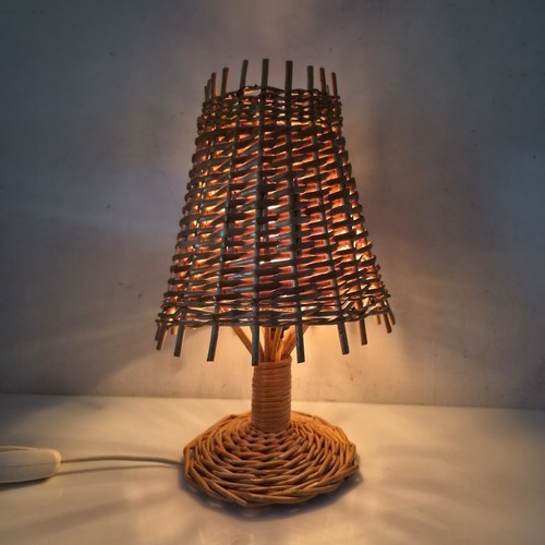 Lampe chevet bambou rotin - lampe,