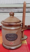 Pot À Cornichon En Terre Cuite Marron Avec Plaque Cornichon Etain + Pince 