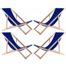 Chaises longues 4x extérieur bleu hêtre tissu lavable Woodok WJ-123