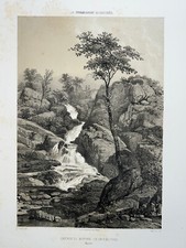 CASCADE MORTAIN SAUT PUITS Manche LITHOGRAPHIE Felix Benoist NORMANDIE XIX°