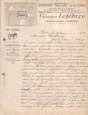 RACHES -  LETTRE GEORGES LEFEBVRE FOURS BOULANGERIE PATISSERIE CHARCUTERIE 1912