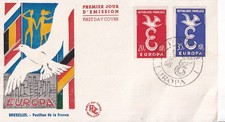 Enveloppe 1er Jour timbre 1958 EUROPE EUROPA BRUXELLES pavillon France