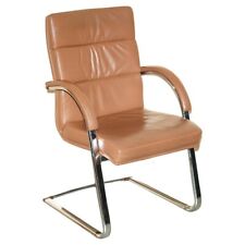 RRP £1299 WILLIAM HANDS ORION SOFA TAN BROWN LEATHER OFFICE CAPTAINS ARMCHAIR