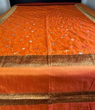 Couvre-lit indien orange brodé à la main 230x275cm