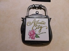 Vtg Ceramic Tile Atlantic City Rose Cast Iron Kettle Case Trivet Rare Wall Decor