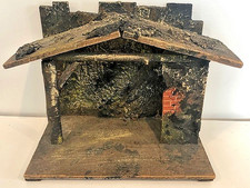 Germany 1940's Manger Wood Creche Stable Rustic Putz Christmas Nativity
