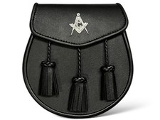 Sporran Masonic En Cuir Noir