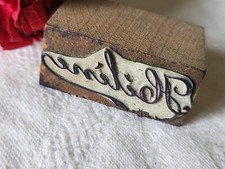 Antique monogram stamp HELENE embroidery scallop name sewing haberdashery