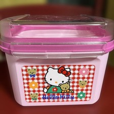 Sanrio Hello Kitty Tupperware Storage Container Pink 14x7.5x14.5cm Used RR6