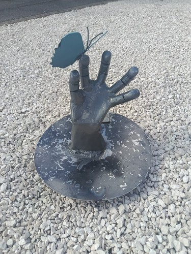 Sculpture main métal - sculpture, avec