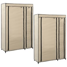 2x Garde-robes Pliable Crème Tissu Penderie Armoire Rangement Etagère vidaXL