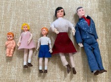 Set Of 5 Lundby Dollhouse Dolls Vintage Original Bendable