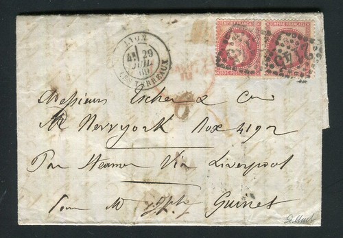 Rare lettre lyon pour new - de,
