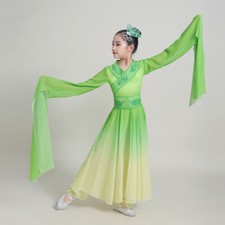 Enfants Filles Chinois Opéra Danse Costume Long Eau Boléro Manche Vague Ethnique