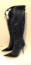 Bottes Bout Pointu En Cuir Et Daim Noir -Luca Valentini- Made In Italy-Taille 40