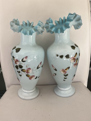Paire vases opaline - de, en