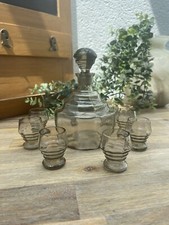 Antique Taupe Glass Liqueur Service - Vintage, Stamped Czechoslovakia