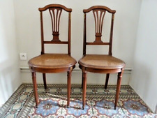 Lot 2 anciennes chaises cannées époque fin XIXème Style Louis XVI bois acajou