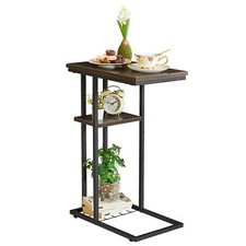 2 Tier C Shape Low Sofa End Side Table Storage Structure and...