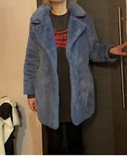 Manteau veste en fausse  fourrure bleu T S fermeture pression doubler poches