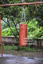 Sac de boxe marron vintage rétro non rempli cuir de chèvre boxe MMA