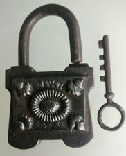 Antique padlock/lock/trunk/with forged metal key