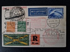 1930 GERMANY/BRAZIL ZEPPELIN-1.SAF MIX STAMPS POSTCARD