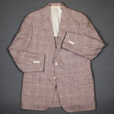ERMENEGILDO ZEGNA Crossover linen wool & silk jacket IT 54 / XL burgundy blazer