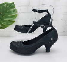 Neosens Womens Heel Pump Size 40/9 Black Leather Ankle Strap Victorian Steampunk