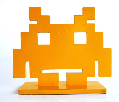 Sculpture space invader jaune - sculpture,