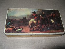 Ancienne boîte en tôle  de 50 Cigares RITMEESTER  777 - Décor chasse à courre.