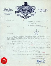 LE PUY (43) QUILTING FACTORY & BLANKETS "Pierre MAURIANGE" letter in 1955