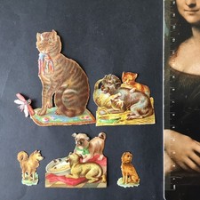 5 Chromos Chats Chiens Animaux