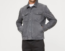 Veste camionneur en cuir gris