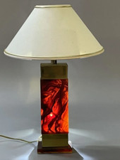 RIZZO ( style )  Lampe  Plexiglas couleur écaille et laiton doré. Circa 70.