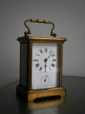 Pendulette officier Laiton Email Horlogerie Mécanique Sonnerie Réveil Ancien