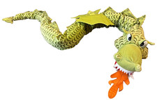 Vintage Ikea Minnen Drake Winged Fire Dragon Approx 77" 6 Foot Green Plush Toy