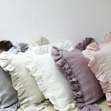 Oreiller Jeté Housse Coussin Étui Lin Naturel Ruche Divan Chaise Lit Maison Déco