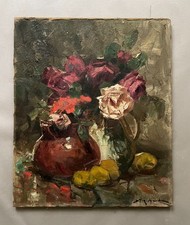 Bouquet de roses, huile sur