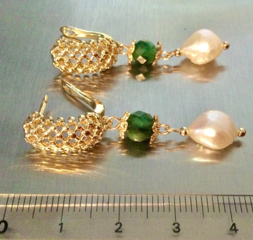Plaqué 18k emeraude perles - plaqué, 18k-emeraude-perles