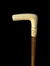 canne de marche ancienne en os