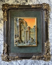 Unique Vintage Italian 3D Ruin Scenery Bas-Relief Plaque Art Picture Decorative