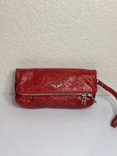 Zadig & Voltaire Rocky Clutch Crush Rouge Red Lambskin Pouch Clutch